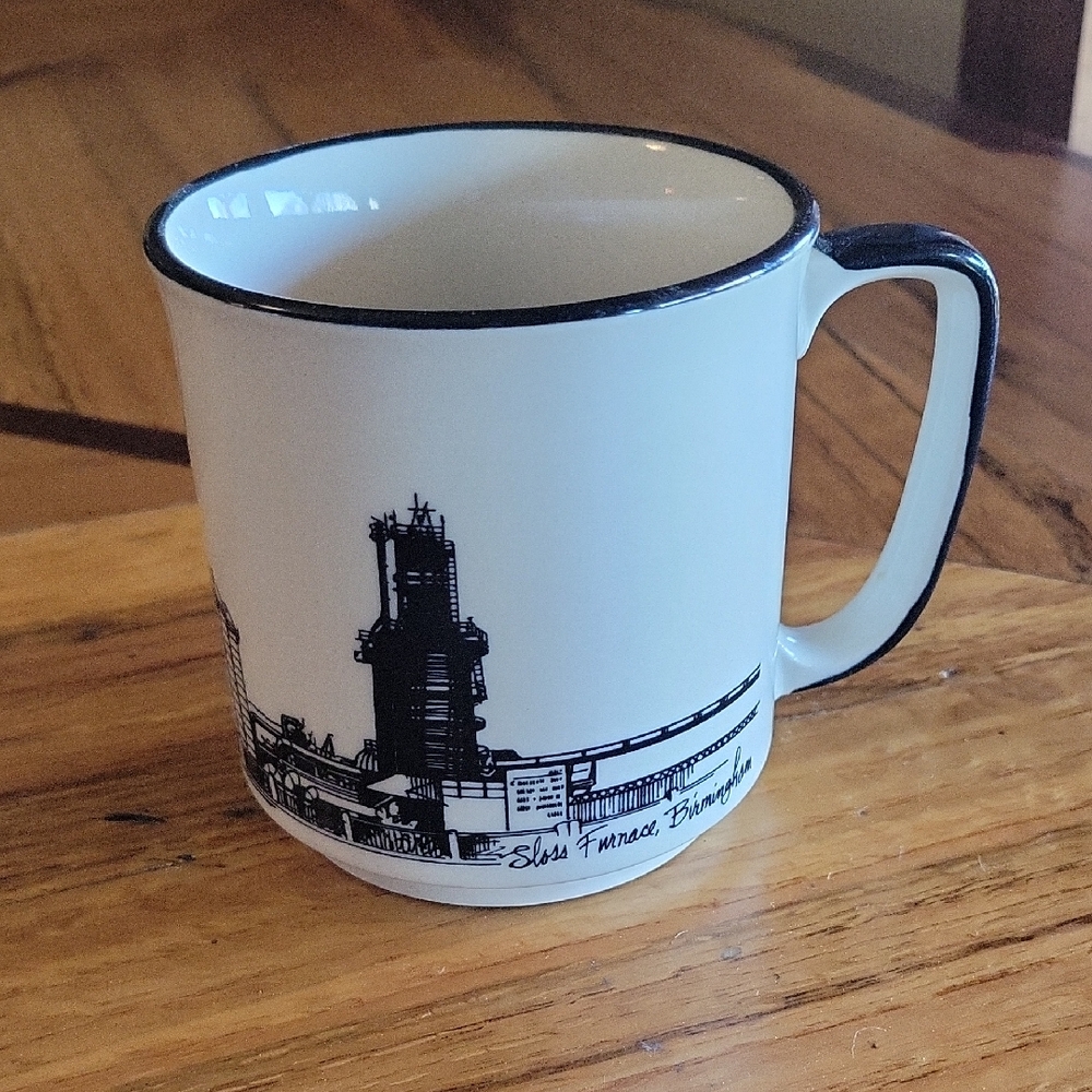 Sloss Furnace, Birmingham Cream and Black Ceramic Graphic Mug/Cup